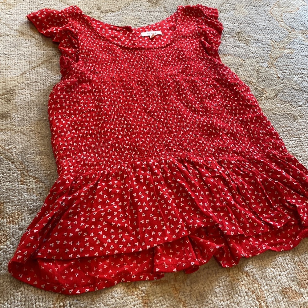 red floral peplum top